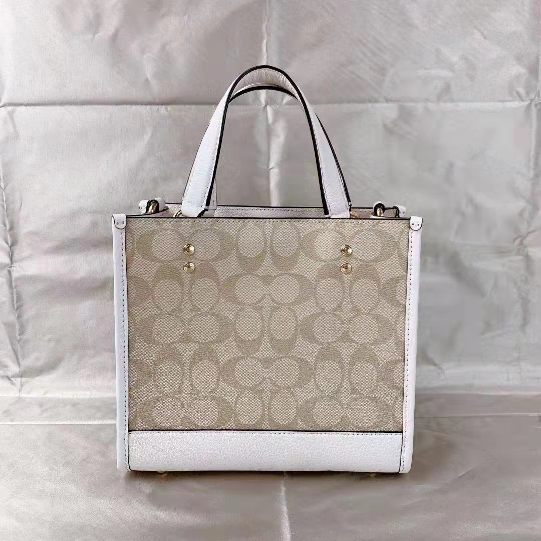 Coach C5122 Dempsey Tote 22 In Signature Canvas In Light Khaki Chalk Coach C5122 Dempsey Tote 22 In Signature Canvas In Light Khaki Chalk